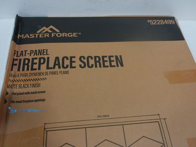 Lot 49-3432063 - Master Forge 37.5-in Black powder coated Steel 1 -Panel Diamond Fireplace Screen, Model #15954L, Unu...