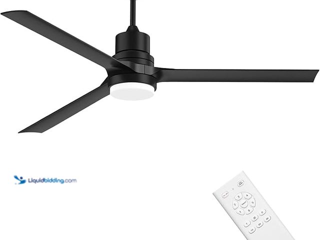 Lot 49-3433539 - Biukis Ceiling Fans with Lights-60 inch Outdoor Black Ceiling Fan with Light and Remote Control, 6 S...