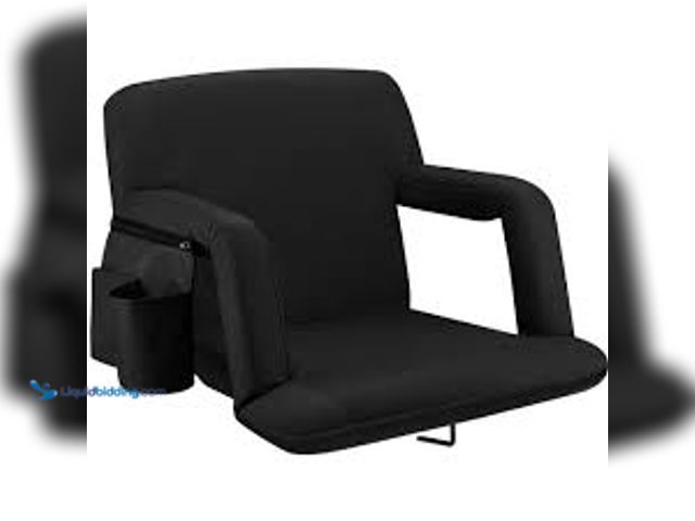Lot 49-5546530 - Alpcour Heated Massage 21-inch Reclining Stadium Seat with Armrests Black Model:850036463696 New