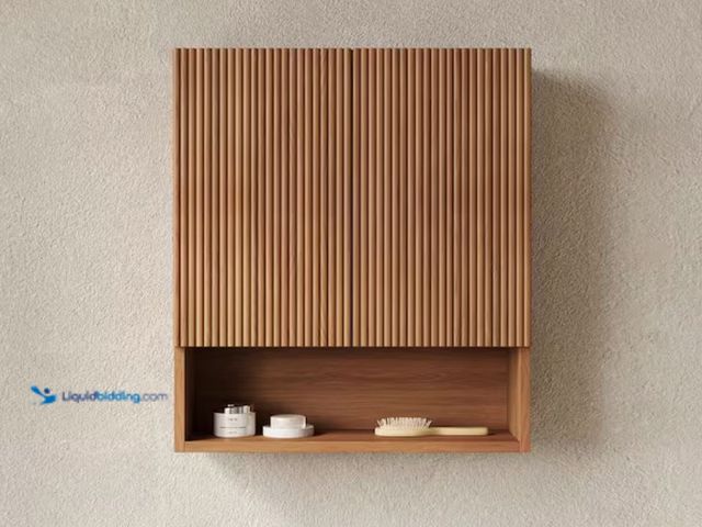 Lot 49-2000961 - Seafuloy Brown Oak 29 in. H Storage Cabinet with Doors and Shelf, for Over The Toilet Bathroom Kitch...
