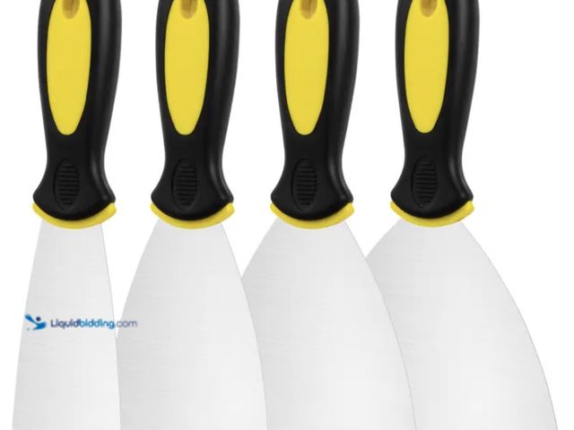 Lot 49-1820381 - New Paint Scraper 4Pcs Heavy Duty Steel Cutting Tool Set (2, 3, 4, 5 in), Stainless Steel Paint Scra...