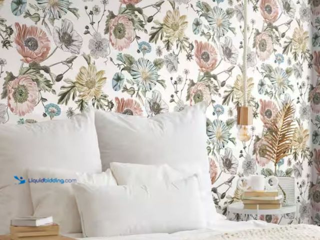Lot 49-2005493 - Approx. (30) sq. ft. of RoomMates Vintage Poppy Pink Peel and Stick Wallpaper, (Covers 30.75 sq. ft....