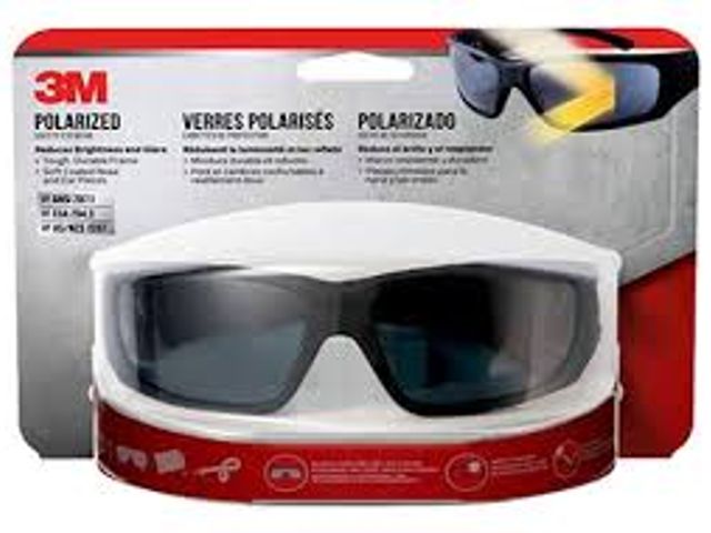 Lot 49-3536944 - 3M Safety Eyewear Polarized Glasses with Black Frame, Anti Fog and Scratch Resistant Lens. Model # 9...