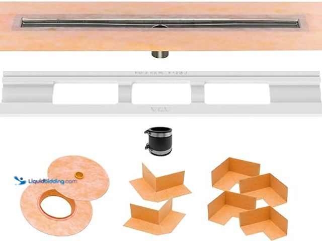 Lot 49-1518525 - Schluter Kerdi Line Shower Drain with 28" Stainless Steel Channel Body and Waterproof Kerdi Collar -...