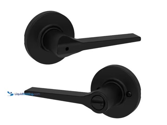 Lot 49-1566772 - lot of (2) Kwikset Hollis Round Rose Matte Black Privacy Bed/Bath Door Handle, Model # 300HSL RDT 51...