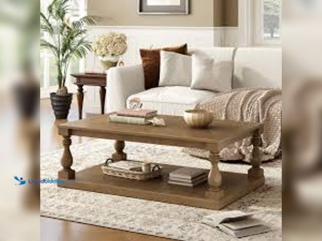 Lot 49-5459703 - Harper & Bright Designs Rustic 45.2 in. Brown Rectangle Solid Wood Coffee Table with Storage Shelf, ...
