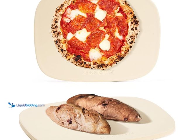 Lot 49-3465308 - ROCKSHEAT Pizza Stone, Unique Shape 15.8" X 12"  Pizza Stones for Oven Grill BBQ, Heavy Duty Cordier...