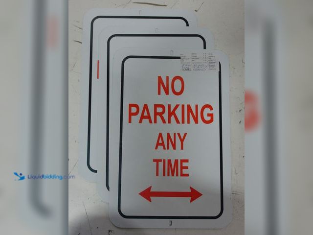 Lot 49-3614731 - Lot of (3) Everbilt 18 in. x 12 in. Aluminum No Parking Any Time Sign, Model # 31294, Unused, Scuffs...