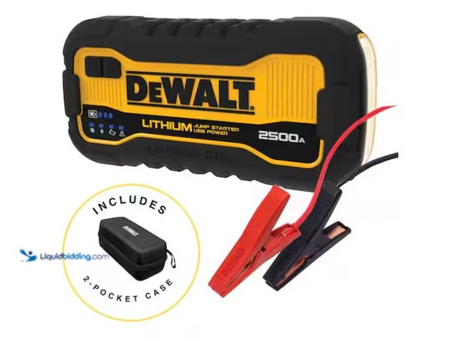 Lot 49-1575604 - DEWALT 2500 Peak Amp Lithium Jump Starter with USB Power Bank and Carrying Case, Model # DXAELJ25C, ...