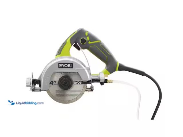 Lot 49-1571177 - RYOBI 12 -Amps 4 in. Blade Corded Wet Tile Saw, Model # TC401, Used, Scuffs /scratches, Powers on  R...