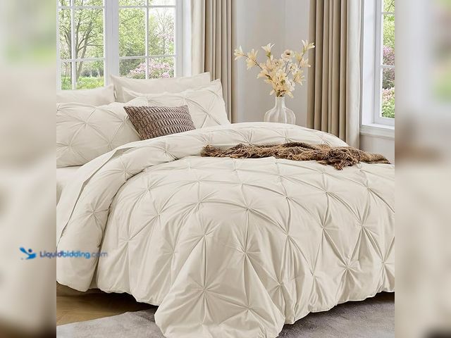 Lot 49-3482745 - Sasttie Queen Comforter Set, 7-Piece Bed in a Bag, Pintuck Bedding Sets for All Season, Includes Com...