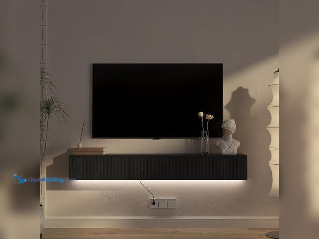 Lot 49-1623646 - Star20XX Floating TV Stand, Wall Mounted TV Stand, LED TV Cabinet for 55 60 65 Inch TVs, 16 Color Li...