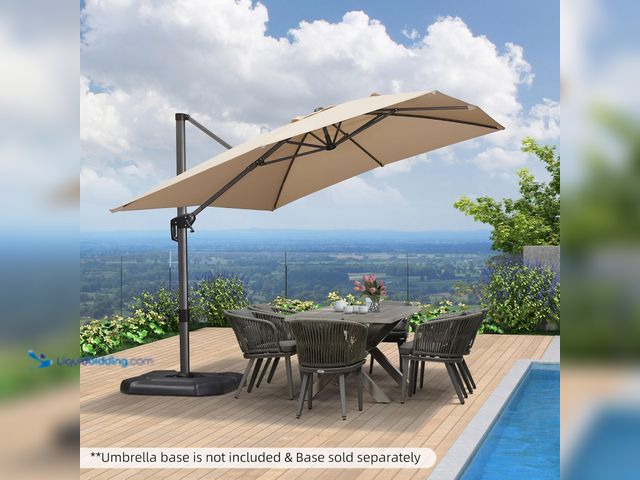 Lot 49-1529343 - PURPLE LEAF 9' X 11.5' Patio Umbrella Outdoor Cantilever Rectangle Umbrella Aluminum Offset Umbrella...
