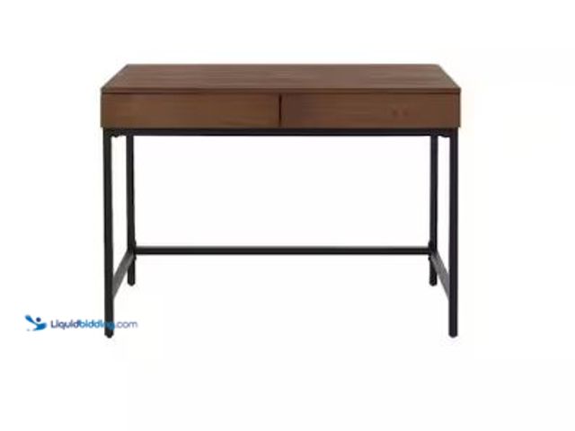 Lot 49-3612782 - StyleWell Donnelly Black Metal and Haze Wood Finish Writing Desk with 2 Drawers (42 in. W x 30 in. H...