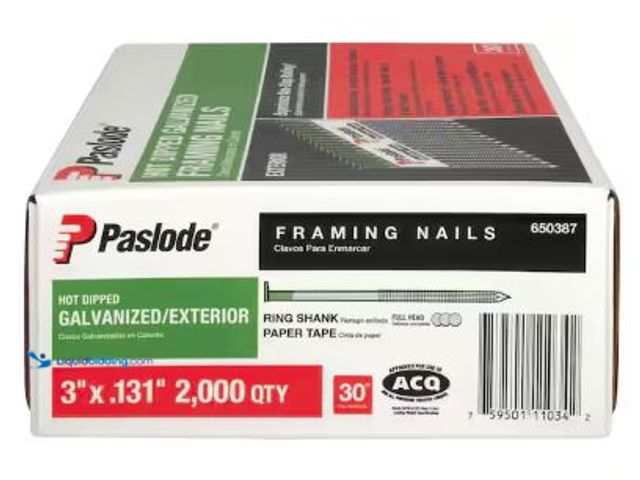 Lot 49-5436743 - Paslode 3 in. x 0.131-Gauge 30-Degree Galvanized Ring Shank Paper Tape Framing Nails (2000-Box). Mod...