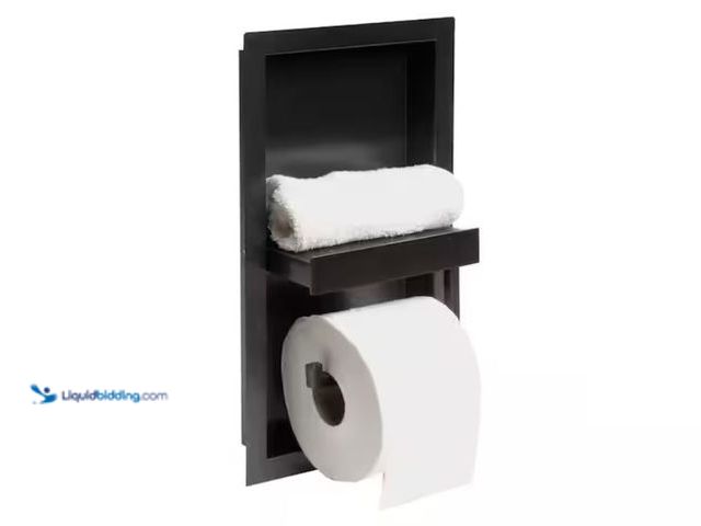 Lot 49-2006751 - ALFI BRAND Brushed Black 14.5 in. x 10 in. x 1.75 in. Stainless Steel Bathroom Shelf, Model # ABTPNP...