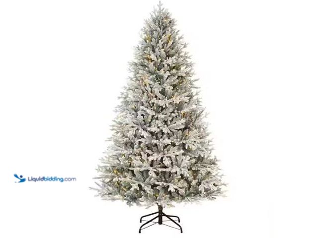 Lot 49-1539982 - Home Decorators Collection 7.5 ft Kenwood Frasier Fir Flocked LED Pre-Lit Artificial Christmas Tree ...