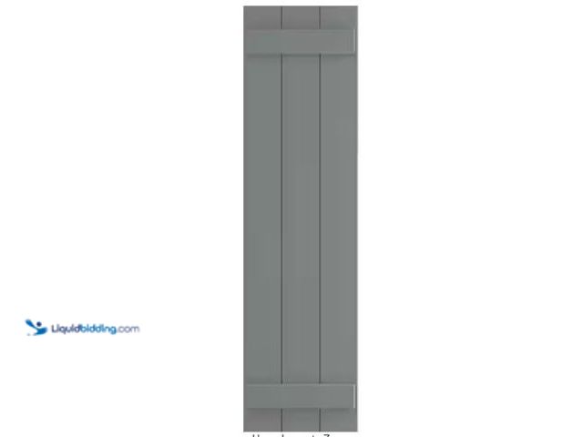 Lot 49-1627007 - Ekena Millwork 16-1/8 in. x 63 in. True Fit PVC Three Board Joined Board and Batten Shutters Pair in...