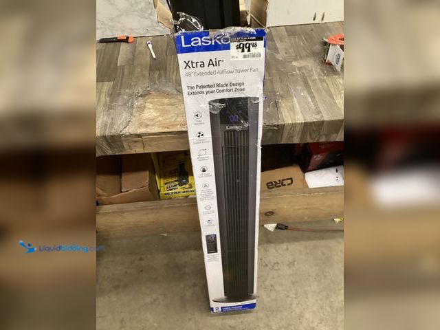 Lot 49-5407313 - Lasko Xtra Air 48 in. 4-Speed Tower Fan in Black with Digital Display, Auto Mode, Timer and Remote C...