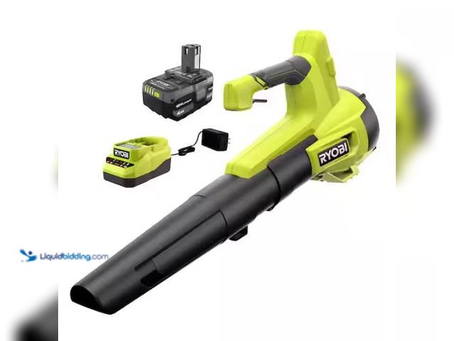 Lot 49-1570186 - RYOBI ONE+ 18V 100 MPH 350 CFM Cordless Battery Variable Speed Jet Fan Leaf Blower with 4.0 Ah Batte...