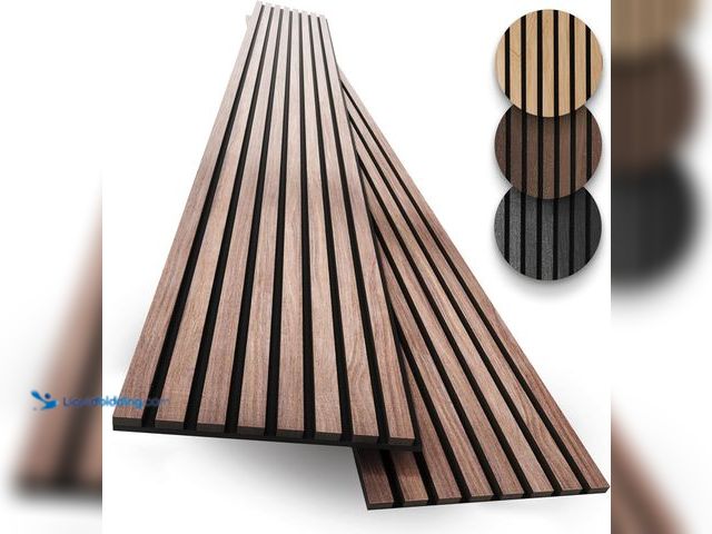 Lot 49-5406830 - 2-Pack Acoustic Wood Slat Panels - Soundproof Wall Paneling for Interior Décor, Unused.