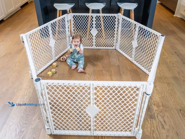 Lot 49-3566923 - Toddleroo by North States Superyard 6 Panel Playard Baby Gate 32"-192" - White, Unused