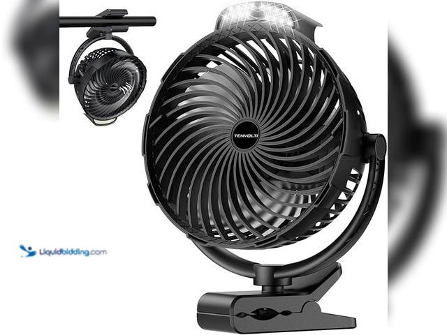 Lot 49-3523898 - 10000mAh Clip on Fan, 8-Inch Golf Cart Fan Rechargeable with LED Light, 9 Speeds Strong Airflow, Qui...