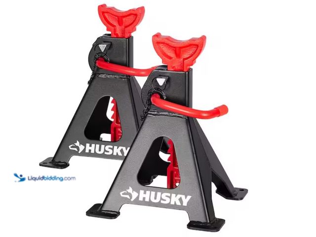Lot 49-1628166 - Husky 3 Ton Jack Stands, Model # HPL4124N-TD-CM, Unused, Has attachment  Ref#BIN0716