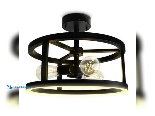 Lot 49-3565809 - Feit Electric Katalyst 15 in. 3-Light Matte Black Color Choice Selectable CCT LED with Night Light S...