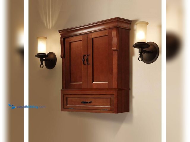 Lot 49-5509555 - Home Decorators Collection Naples 26.5 in. W x 8 in. D x 32.8 in. H Bathroom Storage Wall Cabinet in...