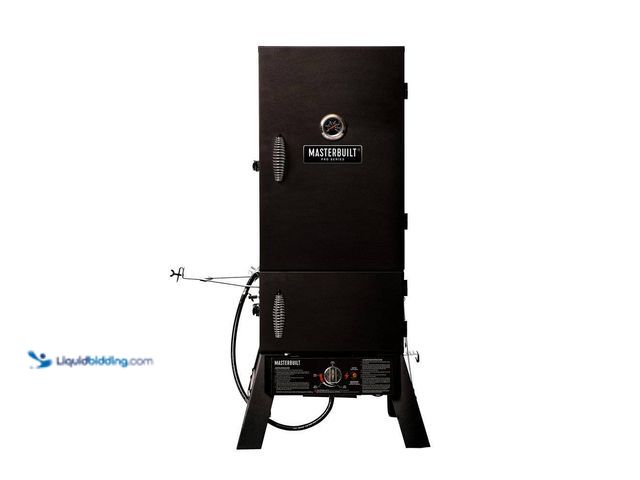 Lot 49-5414391 - 30 in. Dual Fuel Propane Gas and Charcoal Smoker in Black, 731 sq. in. of Cooking Space Model # 2005...