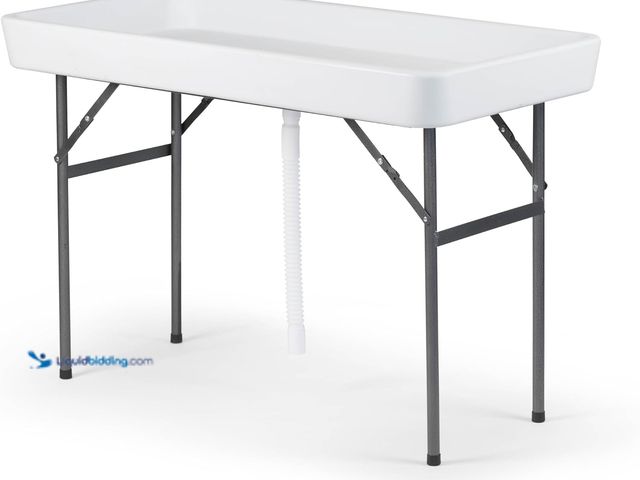 Lot 49-5554437 - Fill and Chill Ice Cooler Folding Table with Large Sink and Drain for Cleaning Fish and Game and Kee...