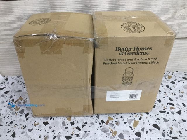Lot 49-5416497 - Lot of 2. Better Homes and Garden Solar Lantern 9 Inch. Black. Unused
