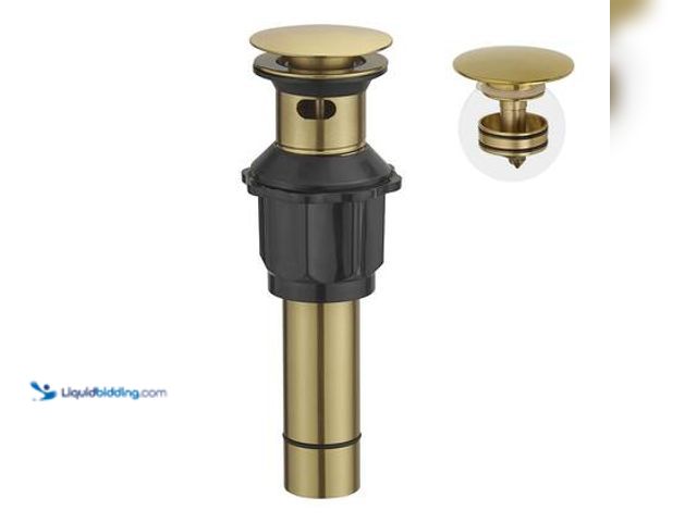 Lot 49-3564942 - BWE Bathroom Sink Pop-Up Drain with Overflow in Brushed Gold Model # B-9PP-1-BG