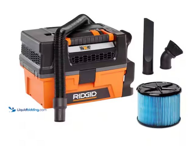 Lot 49-1547563 - RIDGID 3 Gal. 5.0 Peak HP NXT Shop Vacuum Wet Dry Vac with Fine Dust Filter, Expandable Hose and Acc...