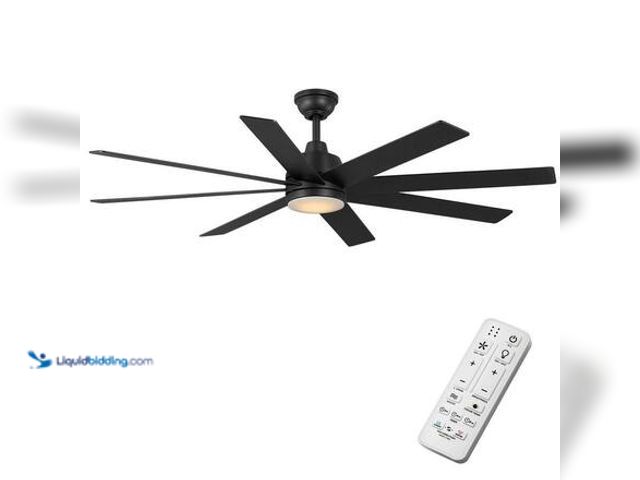 Lot 49-5546363 - Hampton Bay Parkman 62 in. Indoor/Covered Outdoor Matte Black White Color Changing LED Ceiling Fan w...