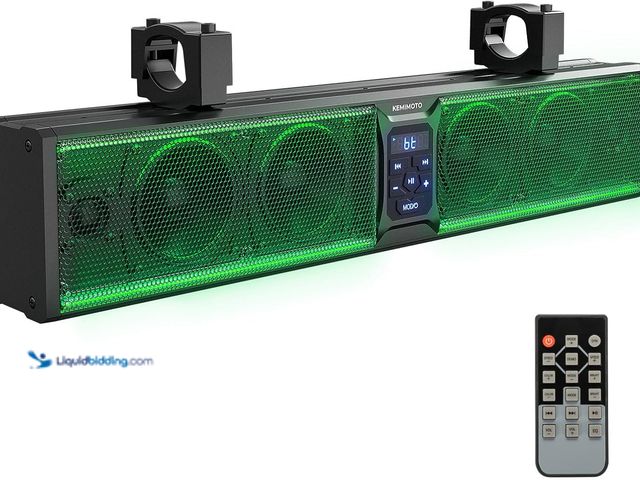 Lot 49-5437356 - KEMIMOTO 6-Speaker Metal UTV Sound Bar, 25-inch IP65 Waterproof Golf Cart Sound Bar, ATV Speaker Blu...
