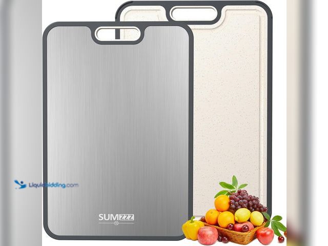 Lot 49-5437259 - Titanium Cutting Board for Kitchen, Cutting Board Double Sided Food Grade, Pure Titanium and Wheat S...