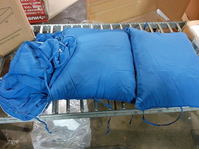 Lot 49-1548324 - Set of 2 Dark Blue Patio Seat Cushion Set With Seat and Back Pillow (22in x 22in x 4 & 22in x 19in.)...