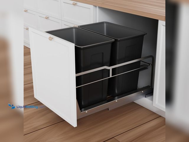Lot 49-5413431 - Dual Pull Out Trash Can Under Cabinet with Soft-Close Slides, Heavy Duty Under Sink Trash Can Kit fo...