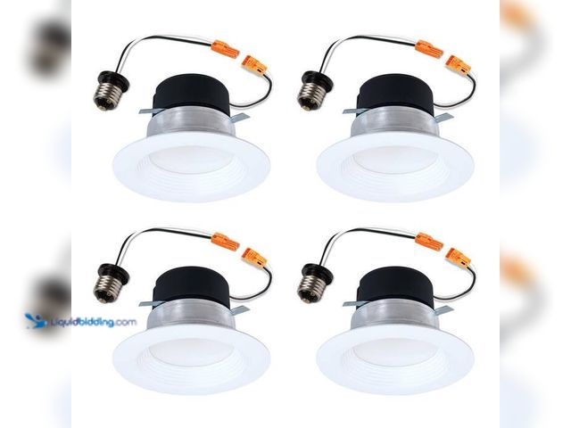 Lot 49-2024294 - HALO 4-pack LT 4 in. Selectable 5CCT IC Rated Indoor Integrated LED Recessed Light w/ Baffle Trim, 6...