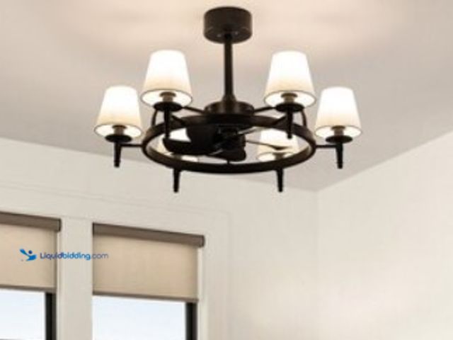 Lot 49-3615903 - Antoine Modern Farmhouse 31.5-in Black Cage Fandelier Ceiling Fan With Light, Model #LSBD-36, Used, ...