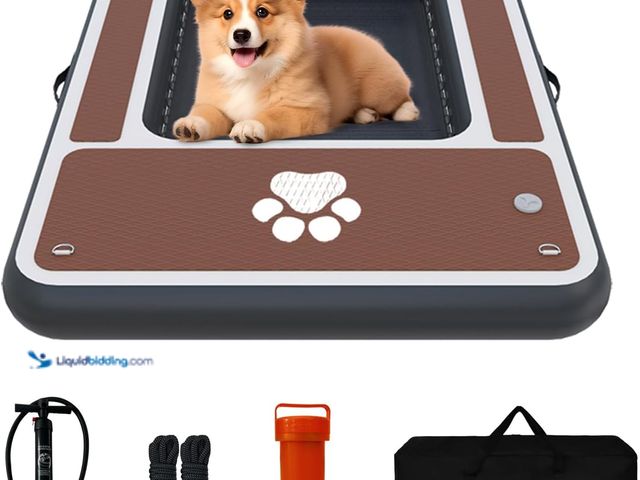 Lot 49-5545209 - Inflatable Dog Pool Float | Full EVA Non-Slip Floating Dock Platform | 55x40x6 Inches up to 330lbs |...