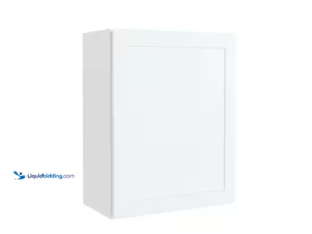 Lot 49-2020920 - Hampton Bay Courtland 24 in. W x 12 in. D x 30 in. H Assembled Shaker Wall Kitchen Cabinet in Polar ...