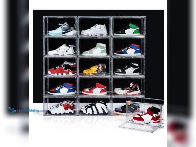 Lot 49-3432524 - 10 Pack Shoe Boxes, Acrylic Clear Shoe Boxes,360°Clear Plastic Stackable Shoe Display Box, Larger Sh...