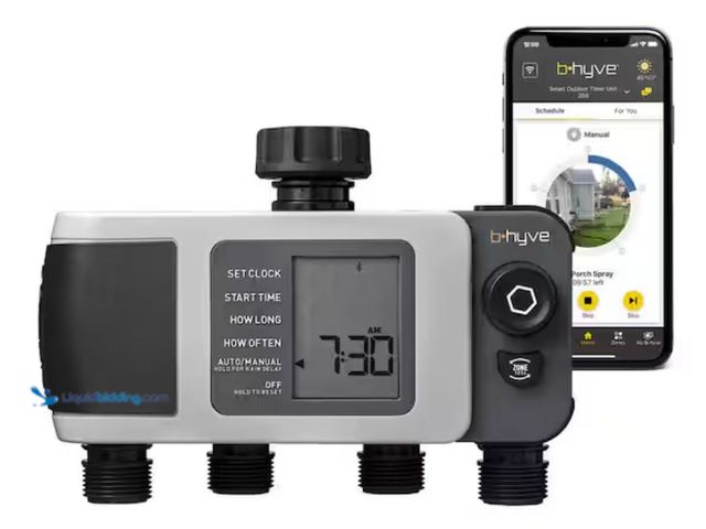 Lot 49-3614461 - Orbit B-hyve XD Bluetooth 4-Outlet Hose Watering Timer Sprinkler Timer, Model # 24634, Used, Ahs att...