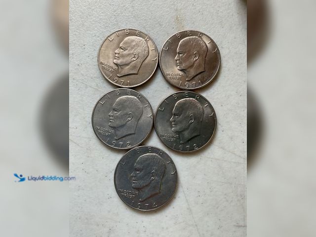 Lot 49-3503727 - LOT OF 5 “IKE” EISENHOWER LARGE ONE DOLLAR COINS INCLUDING 1971, 1972 AND 1974