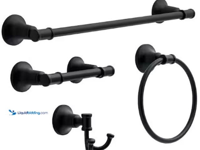 Lot 49-3631513 - Delta Chamberlain 4-Piece Bath Hardware Set 24 in. Towel Bar, Toilet Paper Holder, Towel Ring, Towel...