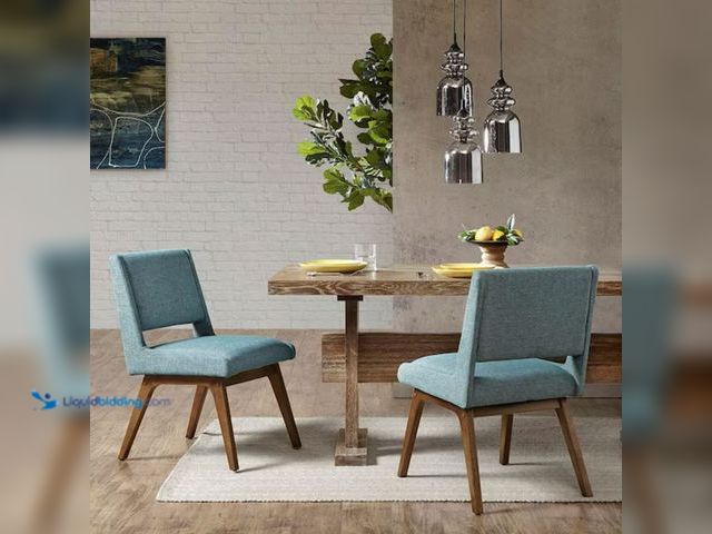 Lot 49-2000970 - Set of (2) INK+IVY Boomerang Blue Dining Chair, Attached seat cushion 4.75 in. Thick, Model # IIF20-...