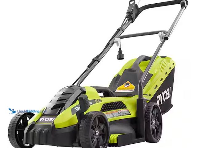 Lot 49-1637925 - RYOBI 13 in. 11 Amp Corded Electric Walk Behind Push Lawn Mower, Model # RYAC130-S, Slightly Used, H...